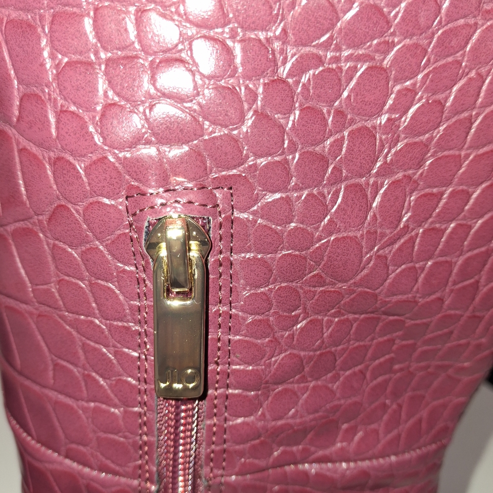 💋Jennifer Lopez  Boots .Elegant Burgundy Croc-Embossed Knee-High Boots💋 - Picture 5 of 12